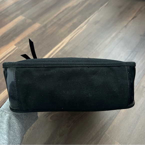 Vintage Neiman Marcus Black Canvas Patent Leather Double Handle Tote Bag - Picture 12 of 12